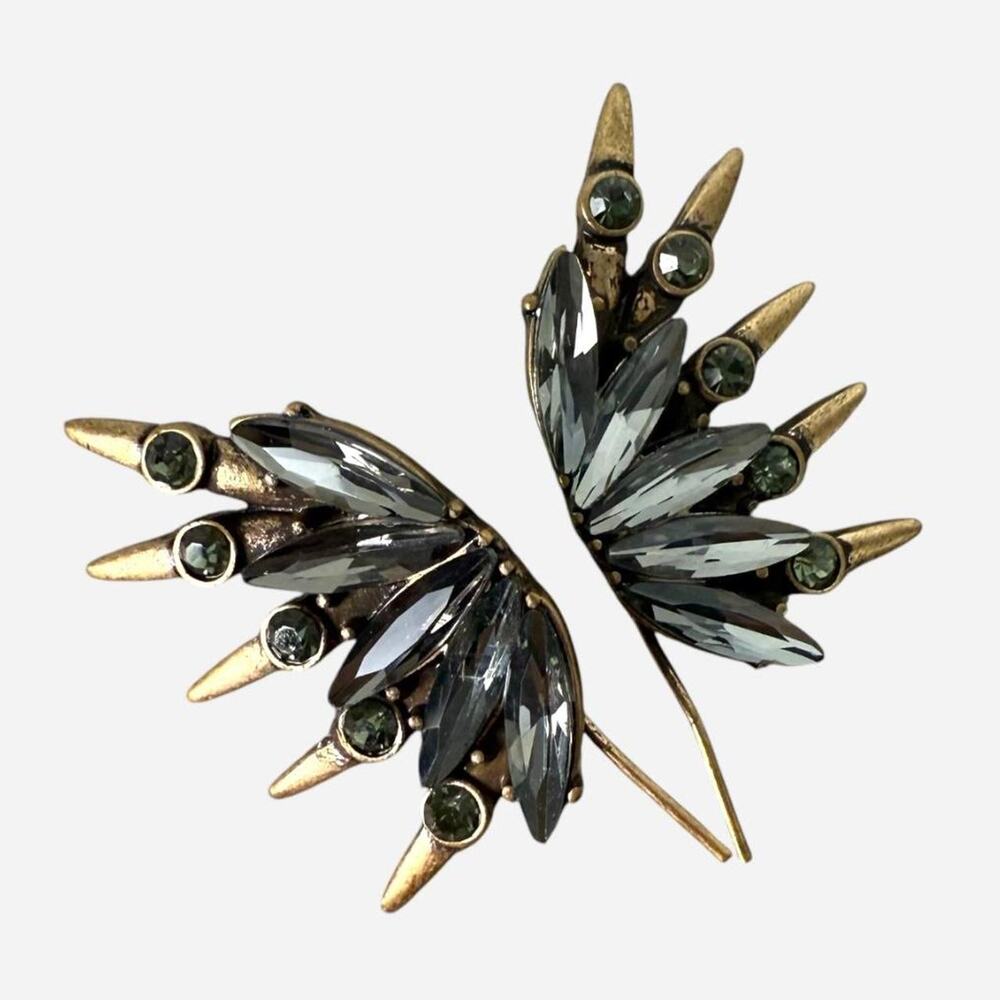 Whimsygoth angelic spiky earrings black gold